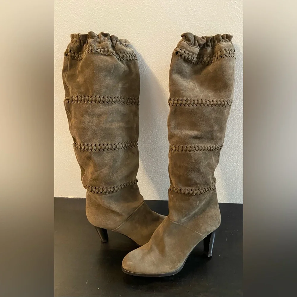Coach Jae Boots Brown Suede Leather‎ Knee High Slouchy Italy Made Women’s Size 8